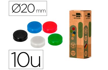Iman para sujecion liderpapel ecouse pp recicladopara pizarra magnetica 20 mm caja de 10 unidades