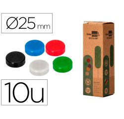 Iman para sujecion liderpapel ecouse pp reciclado para pizarra magnetica 25 mm caja de 10 unidades