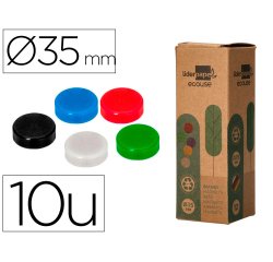 Iman para sujecion liderpapel ecouse pp reciclado para pizarra magnetica 35 mm caja de 10 unidades