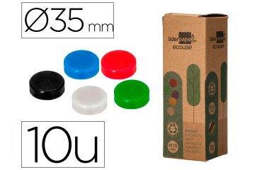 Iman para sujecion liderpapel ecouse pp reciclado para pizarra magnetica 35 mm caja de 10 unidades