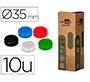 Iman para sujecion liderpapel ecouse pp reciclado para pizarra magnetica 35 mm caja de 10 unidades