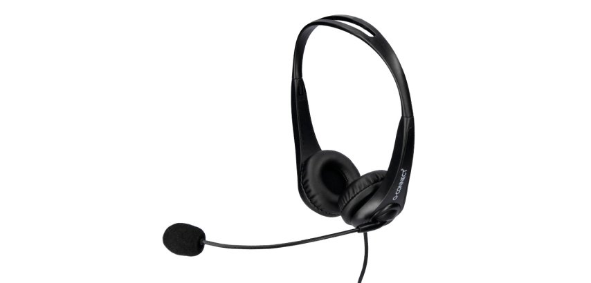 Auricular q-connect binaural diadema con microfono y control de volumen conexion usb cable de 2m color negro
