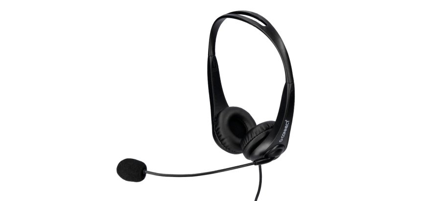 Auricular q-connect binaural diadema con microfono y control de volumen conexion usb cable de 2m color negro