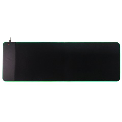 Alfombrilla de escritorio XL q-connect gaming con cargador inalambrico e iluminacion rgb color negro 800x300x4 mm
