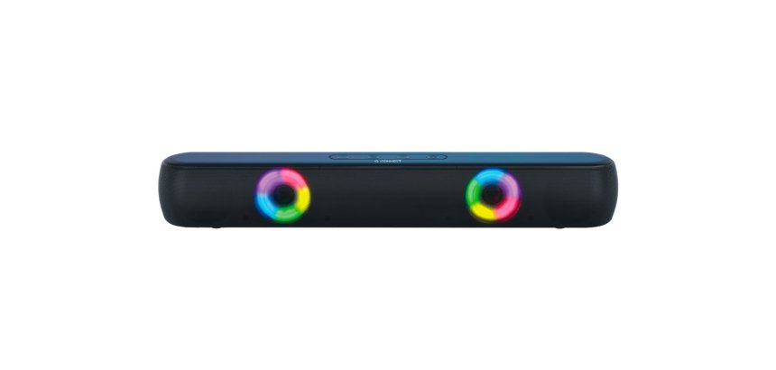 Barra de sonido q-connect bluetooth con iluminacion led y control de volumen color negro
