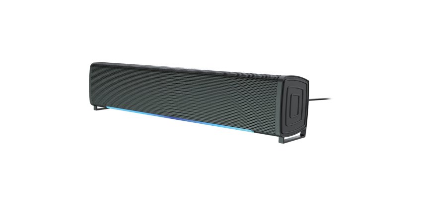 Barra de sonido q-connect para pc con iluminación led color negro