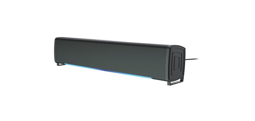 Barra de sonido q-connect para pc con iluminación led color negro