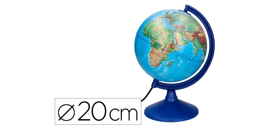 Globo terraqueo liderpapel con luz fisico y politico diametro 20 cm