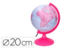 Globo terraqueo liderpapel con luz fisico y politico diametro 20 cm color rosa