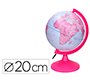 Globo terraqueo liderpapel con luz fisico y politico diametro 20 cm color rosa