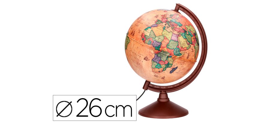 Globo terraqueo liderpapel con luz fisico y politico estilo antiguo diametro 26 cm