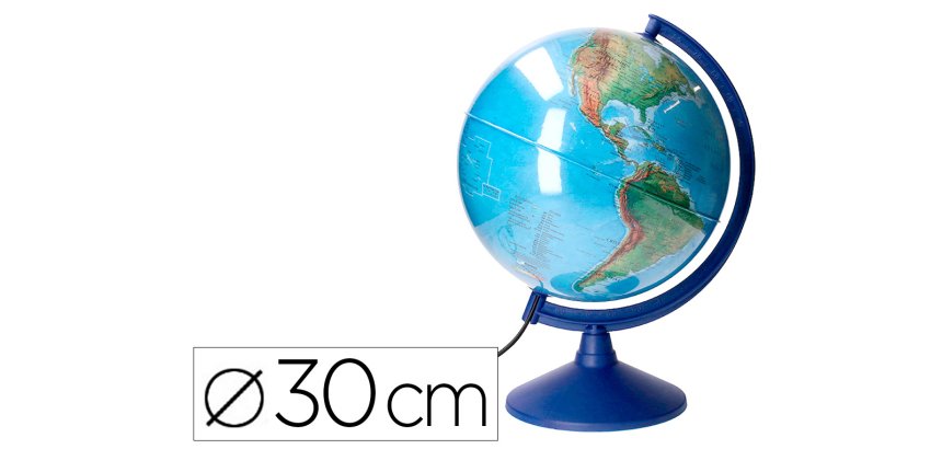 Globo terraqueo liderpapel con luz fisico y politico escribible diametro 30 cm