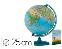 Globo terraqueo nova rico con luz safari base y meridiano color azul diametro 25 cm