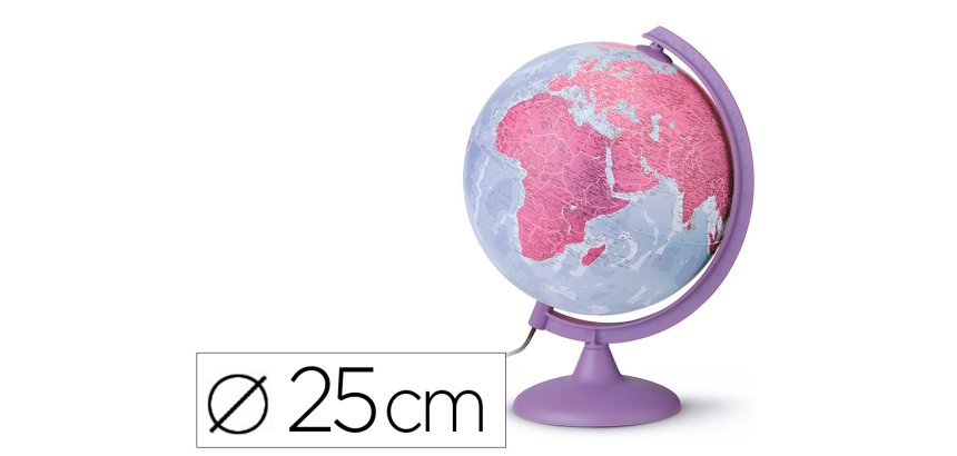 Globo terraqueo nova rico con luz base y meridiano color morado diametro 25 cm