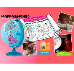 Globo terraqueo nova rico con luz infantil mappa&mondo base y meridiano color azul diametro 25 cm