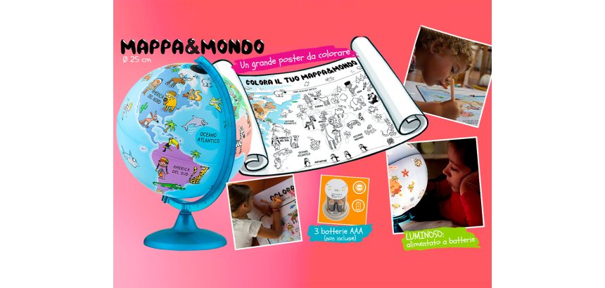Globo terraqueo nova rico con luz infantil mappa&mondo base y meridiano color azul diametro 25 cm