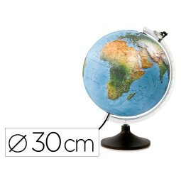 Globo terraqueo nova rico con luz uranio relieve base y meridiano con lupa diametro 30 cm