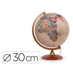 Globo terraqueo nova rico con luz colombo relieve base de madera y meridiano de plastico 30 cm diametro