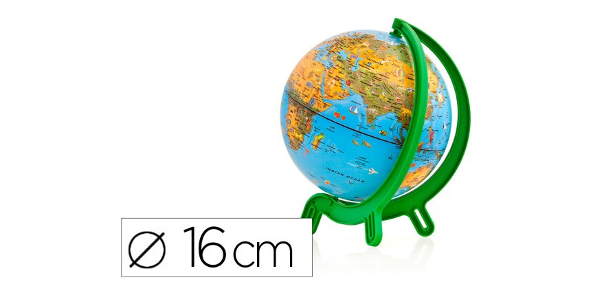 Globo terraqueo nova rico mini giacomino base de plastico alta resistencia 16 cm diametro