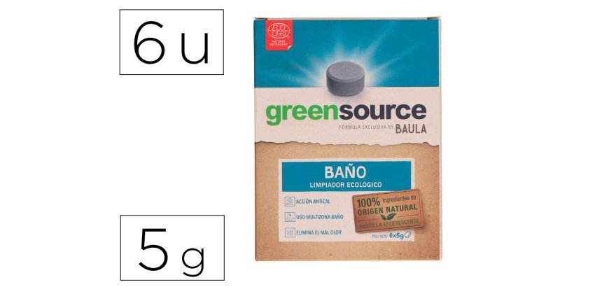 Limpiador de baños bunzl greensource ecologico pastilla de 5 g paquete de 6 unidades