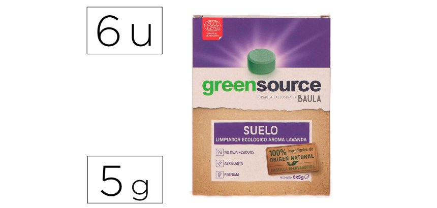 Limpiador de suelos bunzl greensource ecologico pastilla de 5 g paquete de 6 unidades