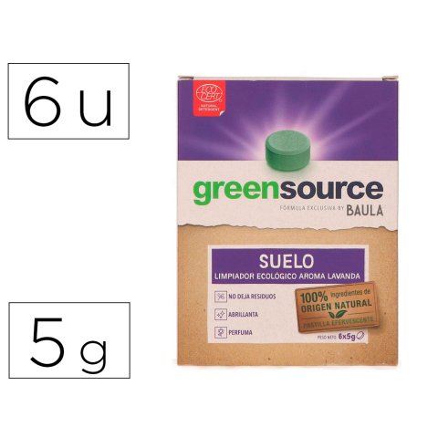 Limpiador de suelos bunzl greensource ecologico pastilla de 5 g paquete de 6 unidades