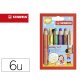 Lapices de colores stabilo woody 3 en 1 duo estuche de 6 colores surtidos