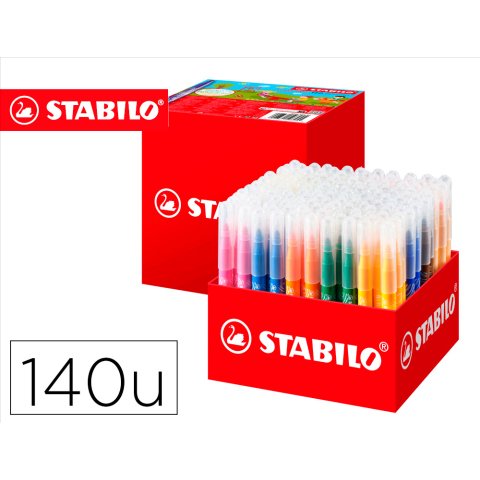 Rotulador stabilo power max school pack de 140 unidades surtidas 16 colores