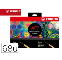 Rotulador stabilo acuarelable pen 68/88 arty line hero estuche de carton de 68 unidades surtidas