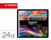 Lapices de colores stabilo acuarelables original arty estuche metalico de 24 colores surtidos
