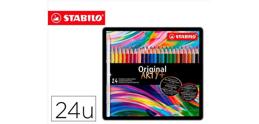 Lapices de colores stabilo acuarelables original arty estuche metalico de 24 colores surtidos