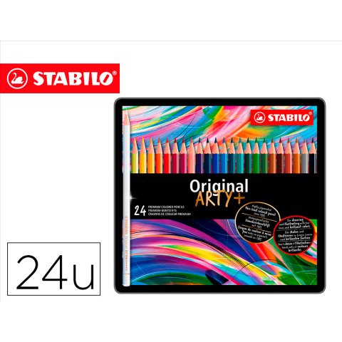 Lapices de colores stabilo acuarelables original arty estuche metalico de 24 colores surtidos