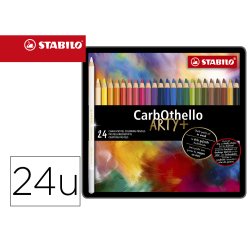 Lapices de colores stabilo acuarelables carbothello arty estuche metalico de 24 colores surtidos