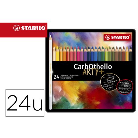 Lapices de colores stabilo acuarelables carbothello arty estuche metalico de 24 colores surtidos