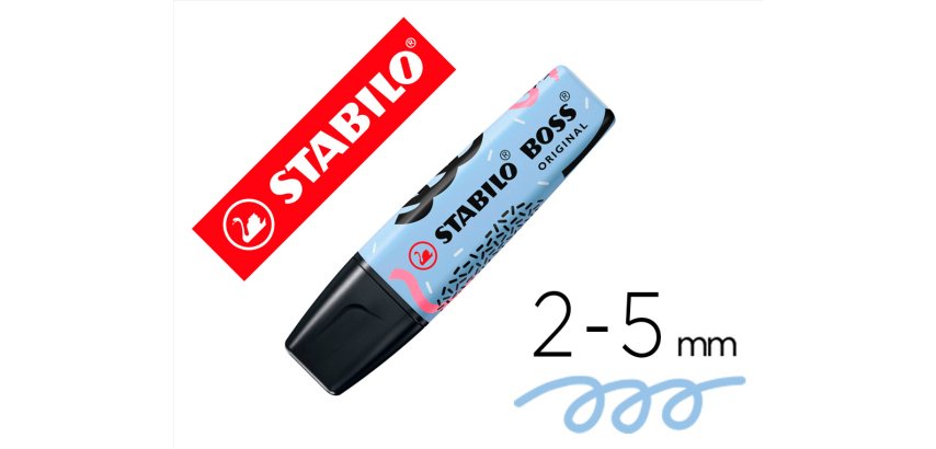 Rotulador stabilo boss fluorescente original pastel by ju schnee azul nublado