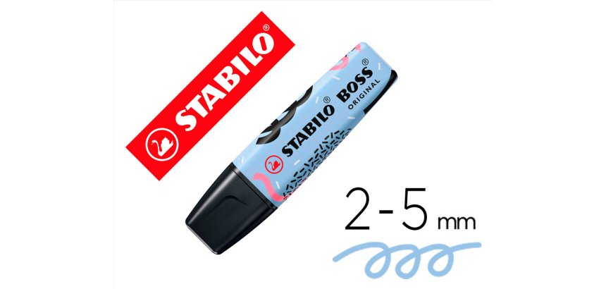 Rotulador stabilo boss fluorescente original pastel by ju schnee azul nublado