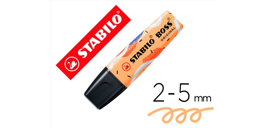 Rotulador stabilo boss fluorescente original pastel by ju schnee naranja palido