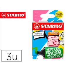 Rotulador stabilo boss mini fluorescente by snooze one estuche de 3 unidades colores surtidos