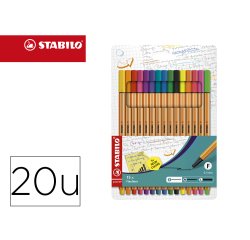 Rotulador stabilo punta de fibra point 88 estuche de 15 unidades colores surtidos + 5 colores neon