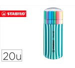 Rotulador stabilo punta de fibra pen 68 zebrui turquesa estuche de 20 unidades colores surtidos