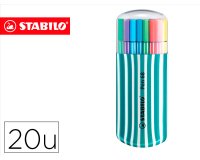Rotulador stabilo punta de fibra pen 68 zebrui turquesa estuche de 20 unidades colores surtidos