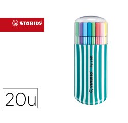 Rotulador stabilo punta de fibra pen 68 zebrui turquesa estuche de 20 unidades colores surtidos