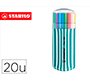 Rotulador stabilo punta de fibra pen 68 zebrui turquesa estuche de 20 unidades colores surtidos