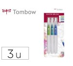 Pincel tombow water brush con deposito rellenable blister de 3 unidades punta fina/media/plana