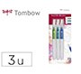 Pincel tombow water brush con deposito rellenable blister de 3 unidades punta fina/media/plana