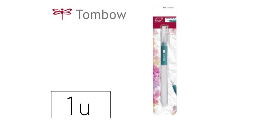 Pincel tombow water brush con deposito rellenable punta media blister de 1 unidad