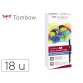 Rotulador tombow abt dual brush acuarelable doble punta fina/pincel estuche de 18 colores primarios