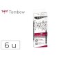 Rotulador tombow abt dual brush acuarelable doble punta fina/pincel estuche de 6 colores gama grises