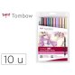 Rotulador tombow abt dual brush acuarelable doble punta fina/pincel estuche de 10 colores manga shojo