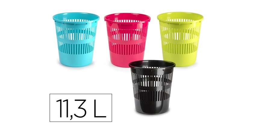 Papelera plastico plastiforte colores surtidos 11,3 litros 275x275x280 mm